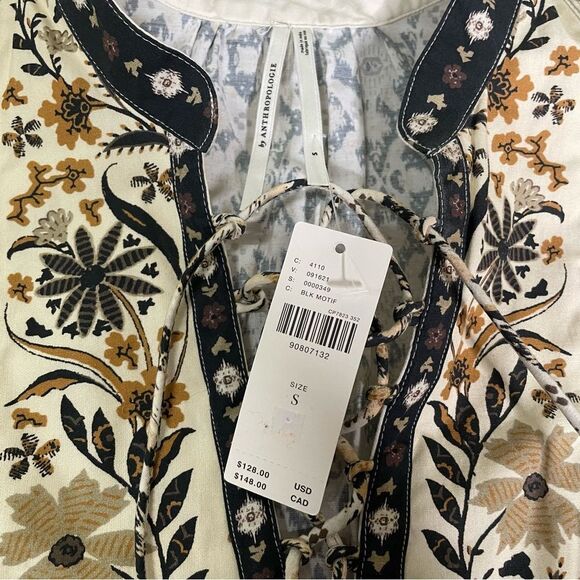 Anthropologie Puff Sleeve Lace peasant blouse‎ size Small - Picture 6 of 10